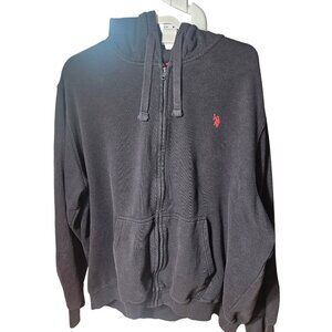 U.S. Polo Assn. Black Full-Zip Hoodie With Red Logo Mens Size XL Cotton Blend Ca